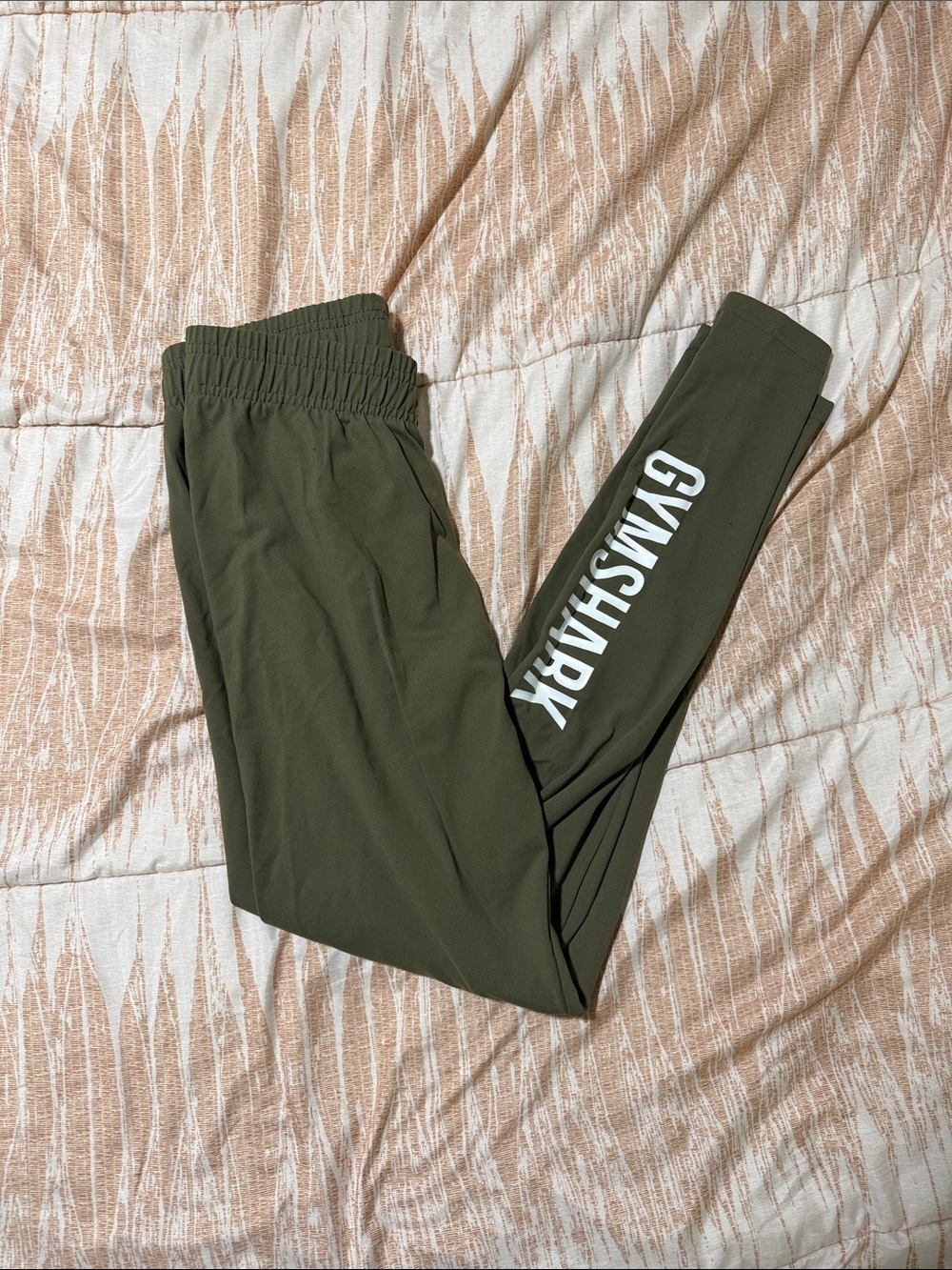 Gymshark Women’s Olive Leggings with White Logo